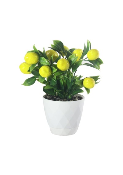 Yapay Çiçek Limon Ağacı Beyaz Saksıda Ve Dekoratif