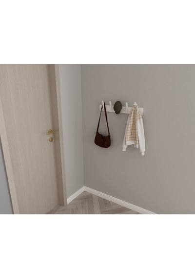Hepsi3boyutlu Modern Duvar & Kapı Kanca Askılık - 5 Adet Beyaz Kanca Askılık - Model No : 4 Beyaz