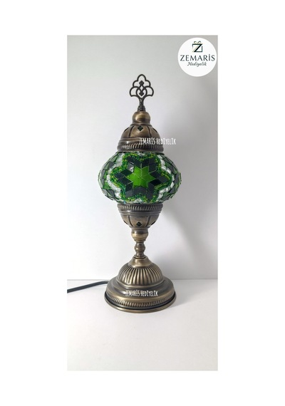 El Yapımı Otantik Mozaik Masa Lambası Yüksek Boy Yeşil - 820076288 Yeşil
