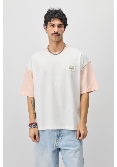 Vamos Oversize Baskılı Tişört V70-208 Somon