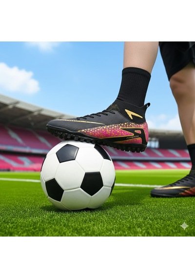 Twingo Air Laliga Çoraplı Krampon Halı Saha Dişsiz Yeni Ayakkabı Modelleri Siyah - Gold