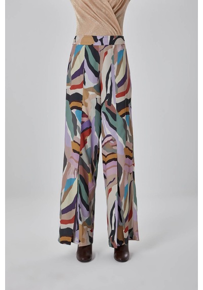 Mizalle Renkli Zebra Pantolon Çok Renkli