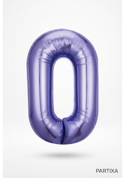 32 İnç Mor Rakam 0 Folyo Balon Çok Renkli