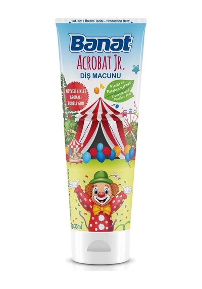Banat 3+ Yaş Florürsüz Meyveli Ciklet Aromalı Çocuk Diş Macunu 35 ML