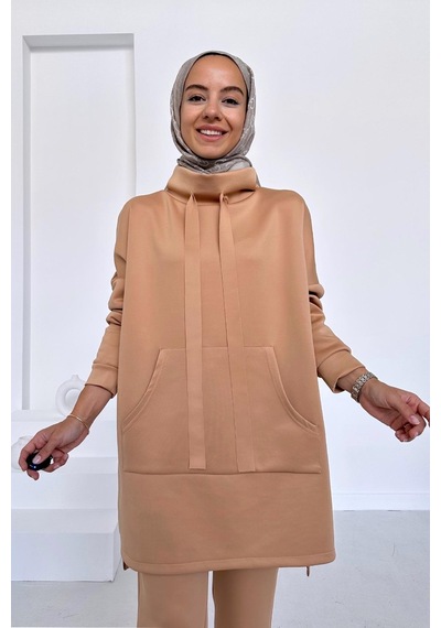 Kahijab Kanguru Cep Scuba Takım - Camel