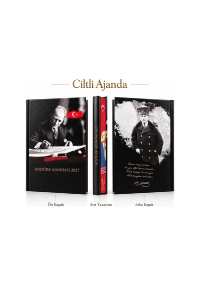 2027 Atatürk Ajandası 17x24 Cm Ciltli Günlük Planlayıcı