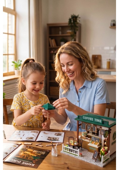 3d Puzzle Ahşap Minyatür Maket Kiti Dıy Kendin Yap Led Işıklandırmalı Maket Ev