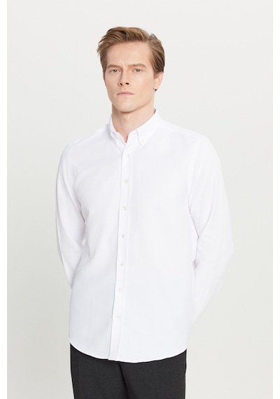 Altınyıldız Classıcs Erkek Beyaz Pamuklu Tailored Slim Fit Dar Kesim Düğmeli Yaka Armürlü Gömlek Altınyıldız Classıcs Erkek Beyaz Pamuklu Tailored Slim Fit Dar Kesim Düğmeli Yaka Armürlü Gömlek