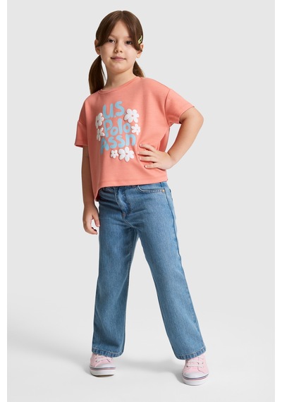 U.S. Polo Assn. Kız Çocuk Mercan Tişört 50325628-vr204 Coral