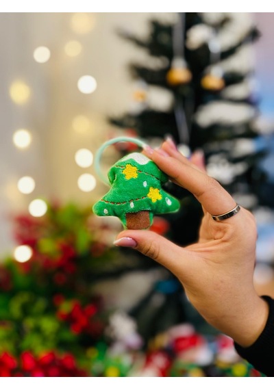 Yılbaşı Temalı Peluş Lastik Toka Seti Noel Baba, Geyik, Çam Ağacı Figürlü 5'li -213 Beyaz