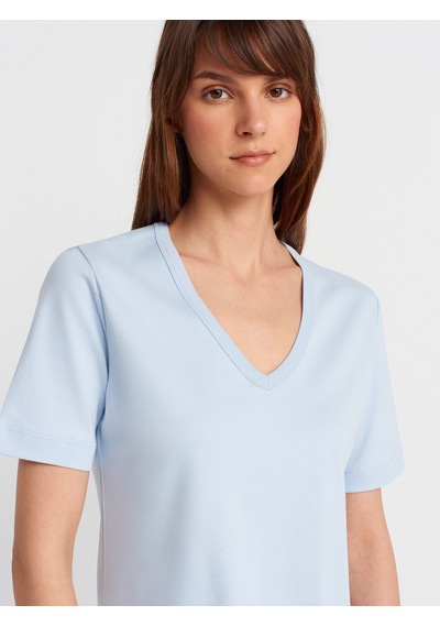 Dilvin 31840 V Yaka Kısa Kollu T-shirt-açık Mavi Açık Mavi