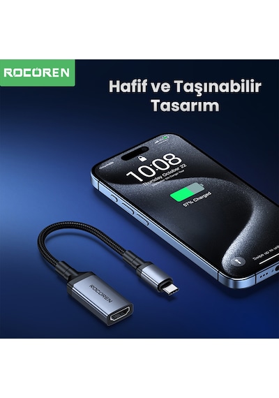 Rocoren 4k 30hz Type-c To Hdmı Çevirici Dönüştürücü Adaptör 15 Cm