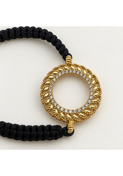 Golden Halo 316l Paslanmaz Çelik Gold Taşlı Halka Detaylı Siyah Makrome Kadın Bileklik - Ayarlanabilir Renkli Golden Halo 316l Paslanmaz Çelik Gold Taşlı Halka Detaylı Siyah Makrome Kadın Bileklik - Ayarlanabilir Renkli