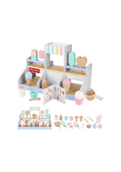 Ahşap Dondurma Dükkanı Okul Öncesi Çağdaki Çocuklar İçin 18 Ahşap Parçadan Oluşan Fisher-price Ahşap Dondurm