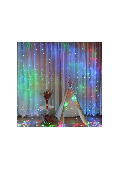 8 Fonksiyonlu 2 Metre 200 Led 10 Saçak Rgb Led Perde Aydınlatma Beyaz