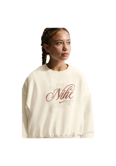Nike Kid's Sportswear Club Fleece Boxy Crew Gfx Unisex Çocuk Sweatshirt Krem