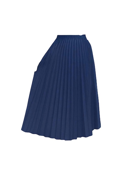 Eren Style Pileli Pamuklu Dokuma Viskon Kışlık Etek 95 Cm - 38-48 Lacivert