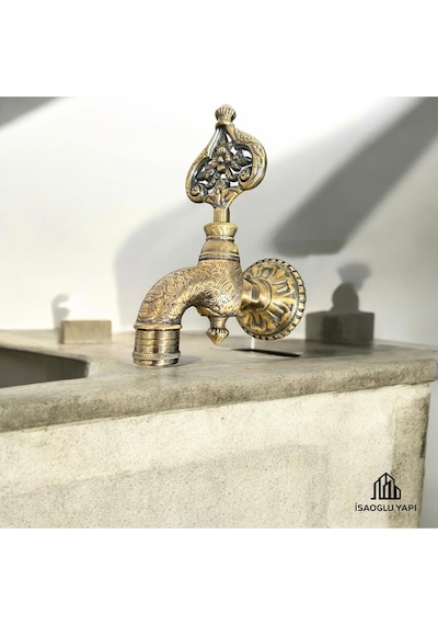 İsaoğlu Yapı Antik Gold Kurna Musluğu Vintage Tasarım Özel Yapım Eskitme Osmanlı Hamam Musluk Gold