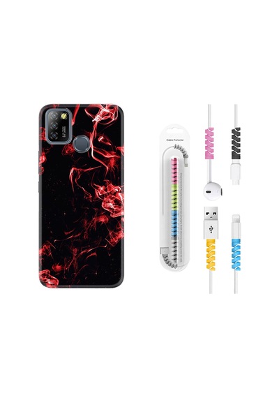 Infinix Smart 5 Kılıf Kablo Koruyuculu Red Smoke 1745