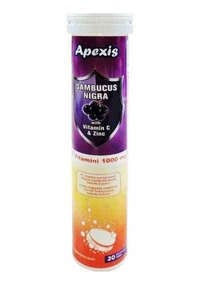 Apexis Sambucus Nigra Vitamin C & Zinc 1000 Mg 20 Efervesan Table
