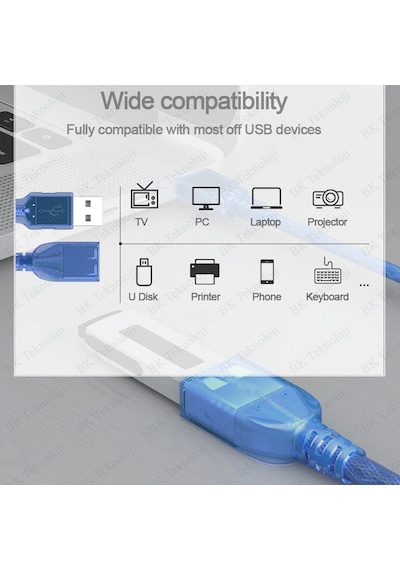 0.5 Metre - 50Cm Usb 2.0 Dişi/Erkek Uzatma Kablosu