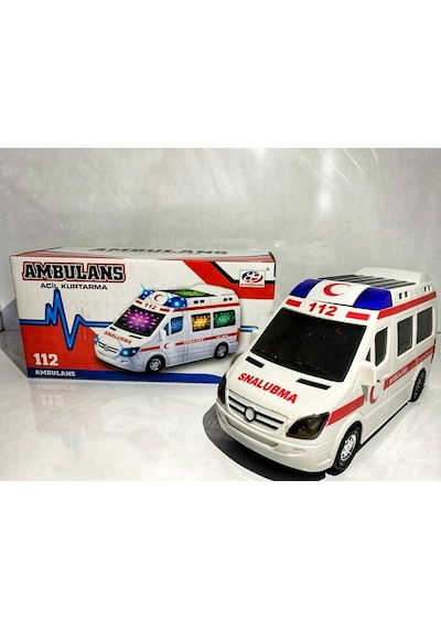 Pilli Ambulans Büyük Boy Sesli Işıklı Ambulans