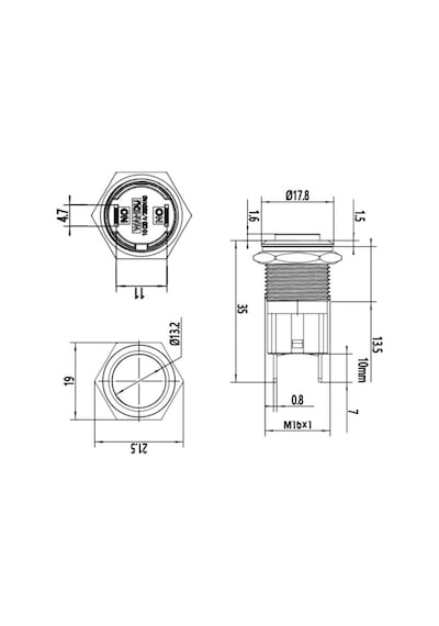 Motorobit 16D-G1 16Mm Çıkık Yaylı Metal Buton