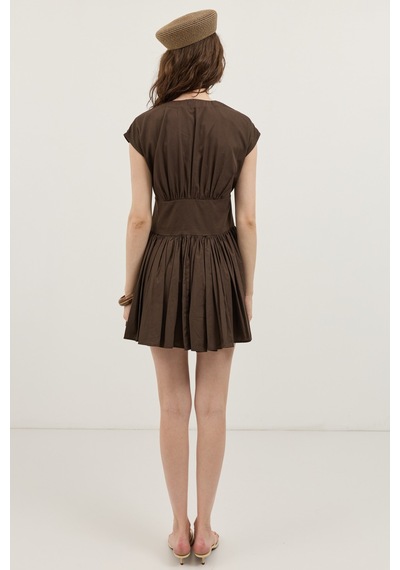 Antioch Mini Poplin Kadın Elbise Kahve