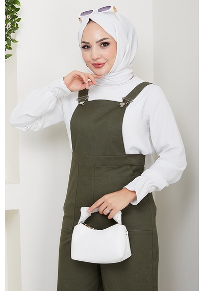 Bestenur Gülru Cepli Gabardin Tulum 1587 - Haki Haki