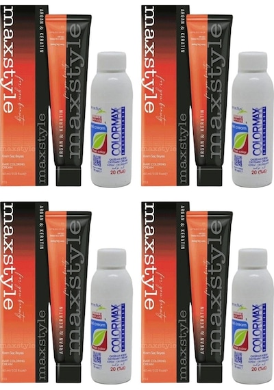 Maxstyle Sps788 Argan Ve Keratin 2025/07.35 Bronz Kahve 60 Ml 4 Adet Saç Boyası + 4 Adet 90 Ml Oksidan