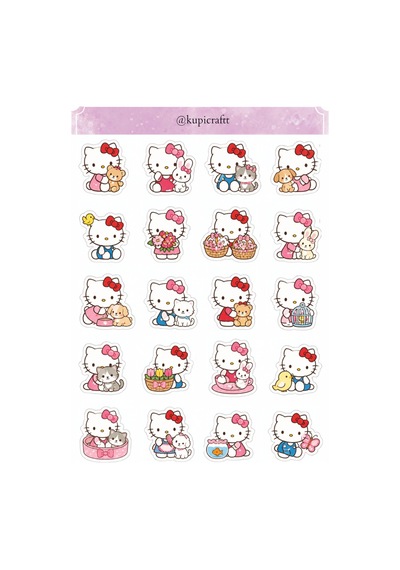 6 Sayfa Hello Kitty Sticker Seti Hello Kitty Temalı Ajanda Scrapbook Journal 0