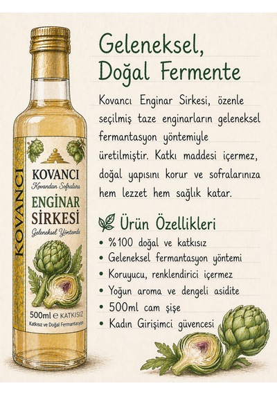 Enginar Sirkesi Katkısız & Doğal Fermente 500 Ml