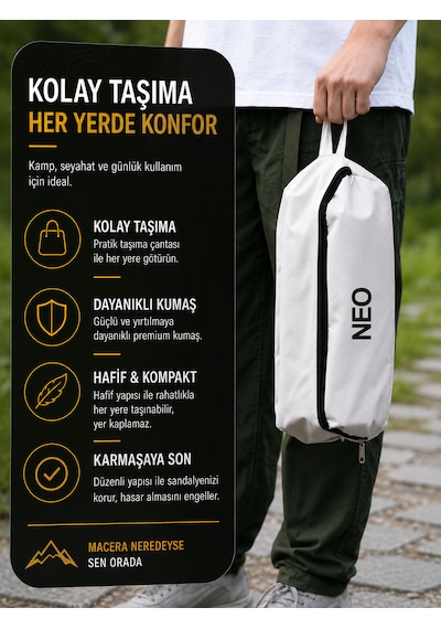 Neo Class Neo Trail Premium Katlanır Kamp Sandalyesi Kolay Kurulum, 120kg Taşıma Kapasiteli, Taşıma Çantalı Siyah