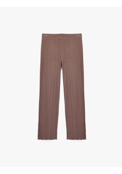 Koton Modal Kumaş Dokulu Bol Paça Pijama Altı Kahverengi 7wlk40062mk Kahve