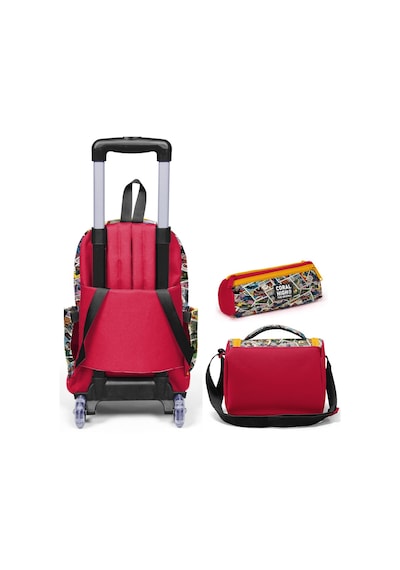 Coral High Çekçek Tekerlekli Üçlü İlkokul Çanta Seti Sarı Çizgi Roman Desenli Erkek Çocuk Setygn34015a