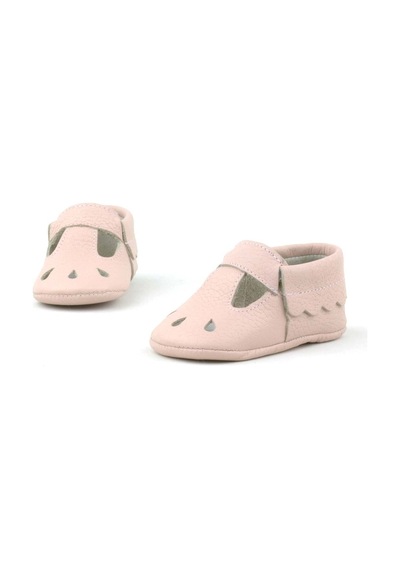 Hapshoe Kids Hakiki Deri Pudra Lastikli Kız Bebek Patik Pudra