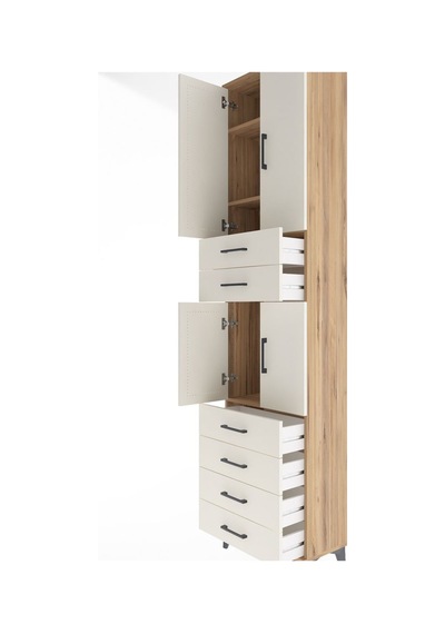 Arges Dolap 4 Raflı 6 Çekmeceli 4 Kapaklı 60x30x243 Çam-aytaşı Çam