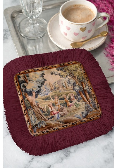 Avangard Fransız Stil Saçaklı Sunum Peçetesi - Klasik Bahçe Nostaljik Bordo Bardak Altlığı Mendil Soft Deniz Pudra Avangard Fransız Stil Saçaklı Sunum Peçetesi - Klasik Bahçe Nostaljik Bordo Bardak Altlığı Mendil Soft Deniz Pudra