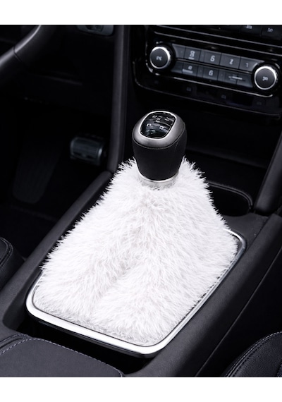 Peluş Vites Körüğü Kırmızı, Yumuşak Dokulu Vites Aksesuarı Beyaz