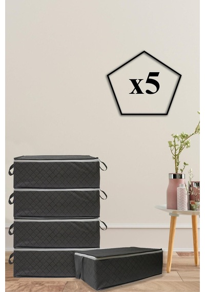 5 Adet Kapitone Desenli Bazaaltı Hurç 60x40x22 Gri Tela 60 X 40 Gri Tr Diğer