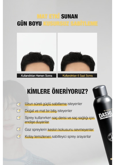 Bambu Özlü Mat Bitiş Ve Güçlü Tutuş Sunan Saç Sabitleyici Sprey Dashu For Men Bamboo Pin Spray 300ml