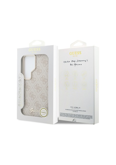 Galaxy Uyumlu S26 Ultra Kılıf Guess Lisanslı M-safe Uyumlu Script Yazı Logolu 4g Desenli Kapak Pembe Pembe
