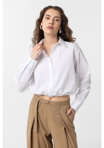 Antioch Crop Poplin Kadın Gömlek Beyaz