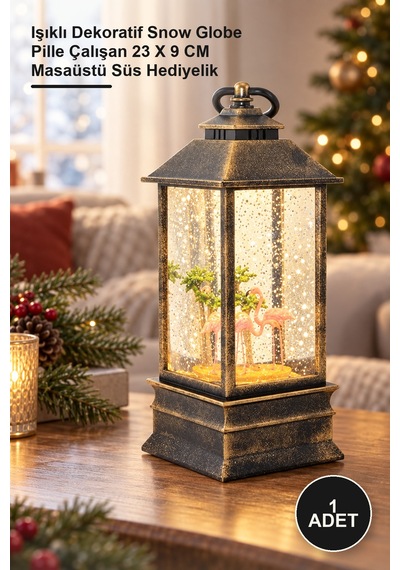 1 Adet Kar Küresi Işıklı Dekoratif Snow Globe Pille Çalışan 23 X 9 Cm Masaüstü Süs Hediyelik