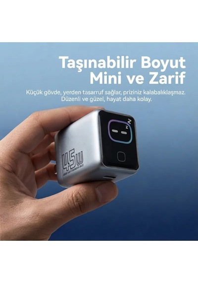 Gan Power Gn-01 45w Gan Hızlı Şarj Cihazı + 60w Hızlı Şarj Kablosu Hediyeli - Tft Akıllı Renkli Ekran, Yapay Zeka Sıcaklık Kontrollü .