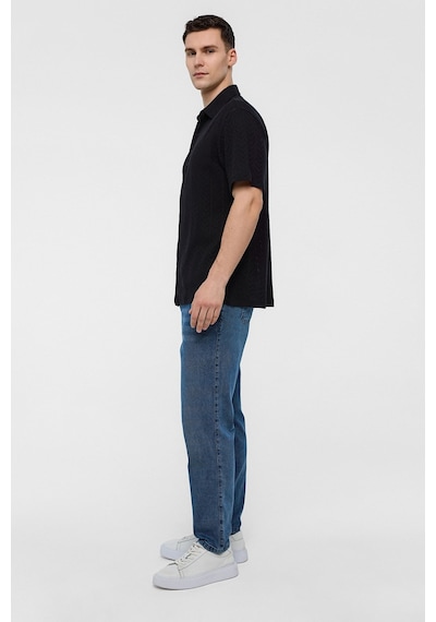 Backandbond Siyah Regular Fit %100 Pamuk Kısa Kollu Gömlek