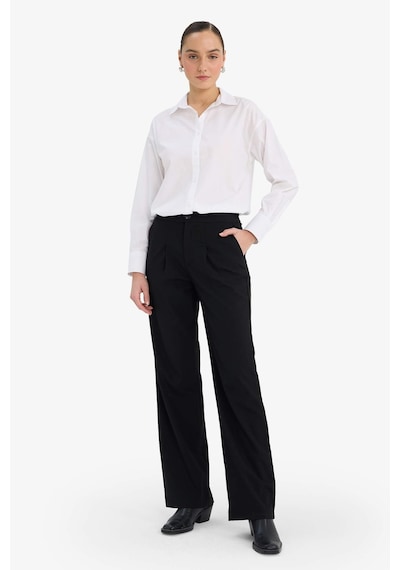 Defacto Wide Leg Çift Cepli Yüksek Bel Geniş Paça Pantolon G3822ax25aubk81 Siyah-bk81