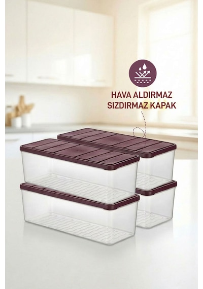 Selka Home 4 Adet 2 Lt. Nora Organizer Buzdolabı Buzluk Düzenleyici Saklama Kabı