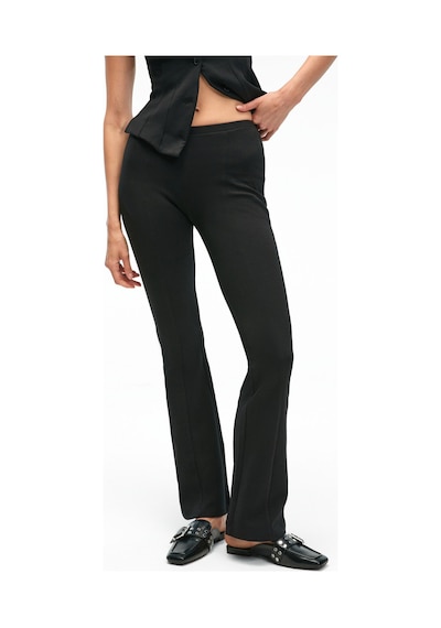 Grımelange KALYYSIA Kadın Yüksek Bel Geniş Paçalı Slim Fit Siyah Pantolon