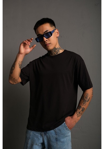 Technomonkey Unisex Siyah Oversize Yılan Baskılı T-shirt